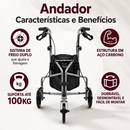 Andador D11 Dellamed – 3 Rodas Dobrável e Desmontável | Leve, Seguro e Prático | Até 100 Kg