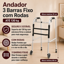 Andador 3 Barras Fixo com Rodas 130 Kg