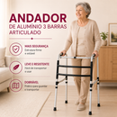 Andador de Alumínio 3 Barras Articulado | Leve, Reforçado e Dobrável até 130kg