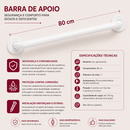 Barra de Apoio 80 cm - Aço Galvanizado - Segurança e Conforto para Idosos e Deficientes