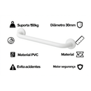 Barra De Apoio de Alumínio para Banheiro 30 Cm Cor Branco