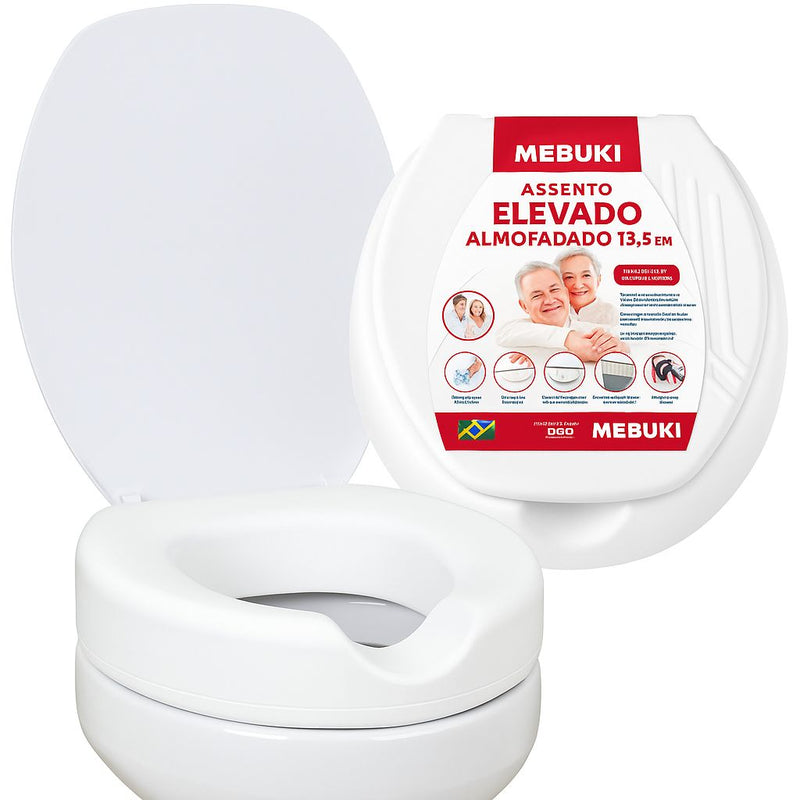 Assento Sanitário Elevado Almofadado 13,5 cm com Tampa – Conforto e Segurança