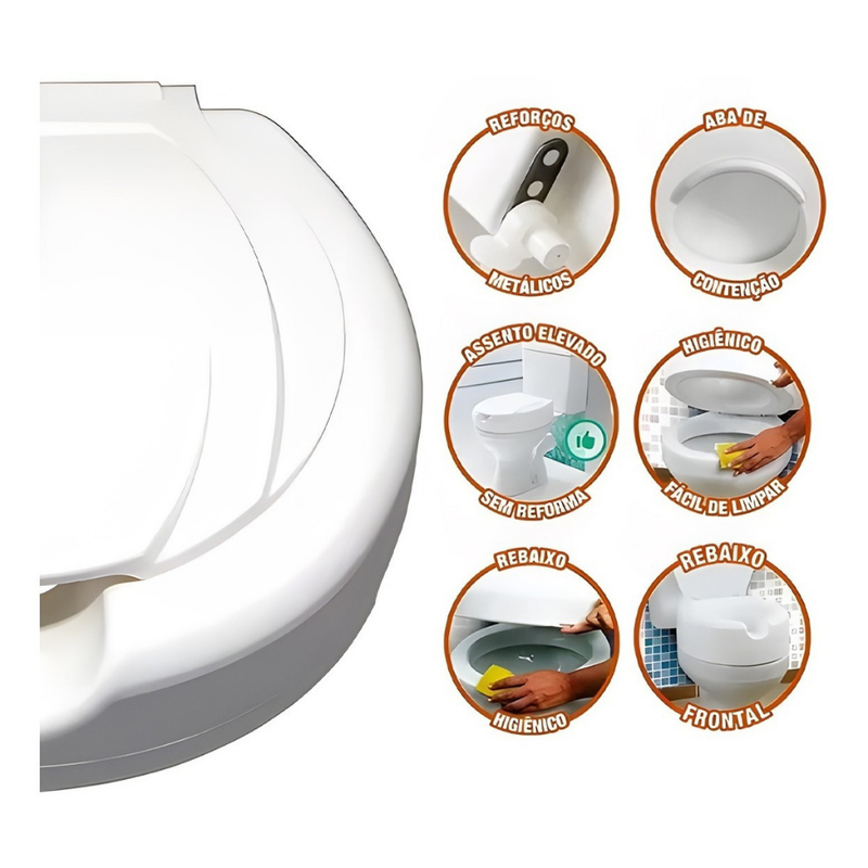 Assento Elevado Mebuki Para Vaso 13,5 Cm Com Tampa Para Idosos E Pessoas Com Deficiência