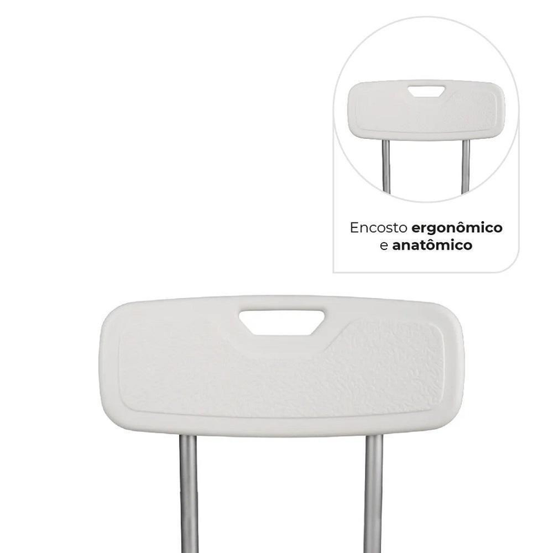 Cadeira Banqueta de Banho Com Encosto E Apoio Para O Braço 135kg Dellamed