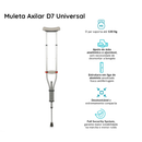 Par Muleta Axilar D7 Universal em Alumínio até 130Kg